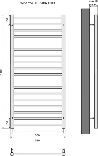 Либерти П16 500х1100 Полотенцесушитель Aquatek. Фото 4