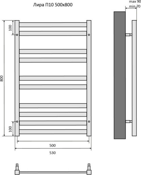 Лира П10 500х800 Полотенцесушитель Aquatek (черный муар). Фото 4