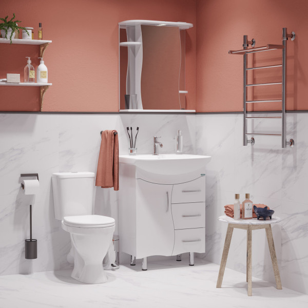 ЛИРА Тумба напольная 611х720х336, бел (подходит умывальник мебельный Лагуна 65). Фото 6