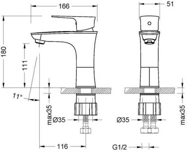 LM0206C "NERO" Смеситель для умывальника монолитный, хром. Фото 3
