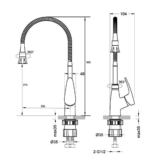 LM0413C "LINARA" Смеситель для кухни, с гибким изливом и 2х-функциональным аэратором, хром. Фото 2