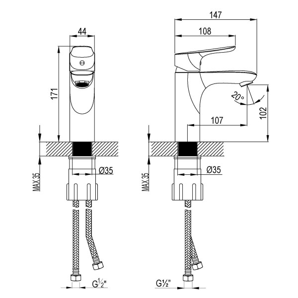 LM0806C "SELENA" Смеситель для умывальника монолитный, хром. Фото 2