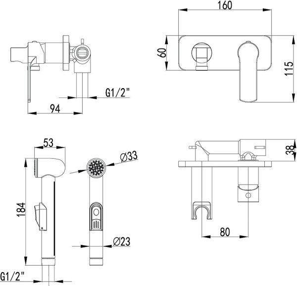 LM1519C "plus GRACE" Смеситель с гигиеническим душем, встраиваемый, хром. Фото 2
