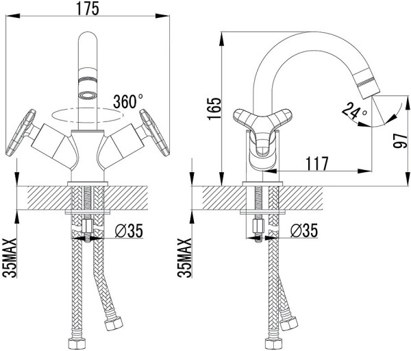 LM1907C "plus SPIRIT" Смеситель для умывальника с поворотным изливом, хром. Фото 2