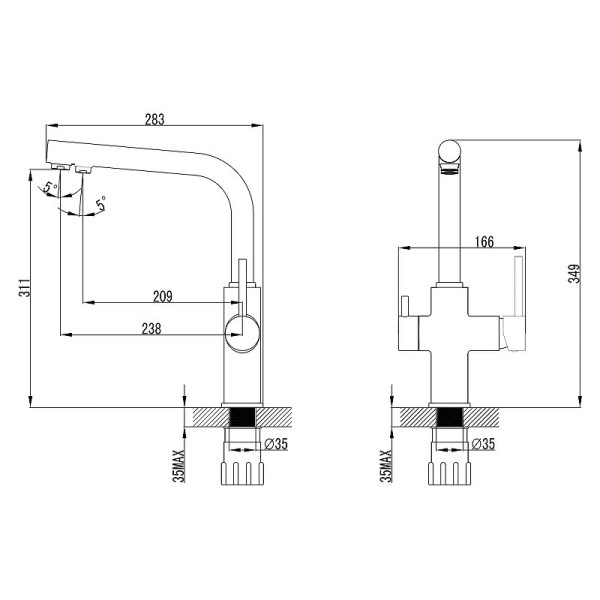 LM3060C "COMFORT" Смеситель для кухни, с дополнительным подключением к фильтру для питьвой воды, хро. Фото 4