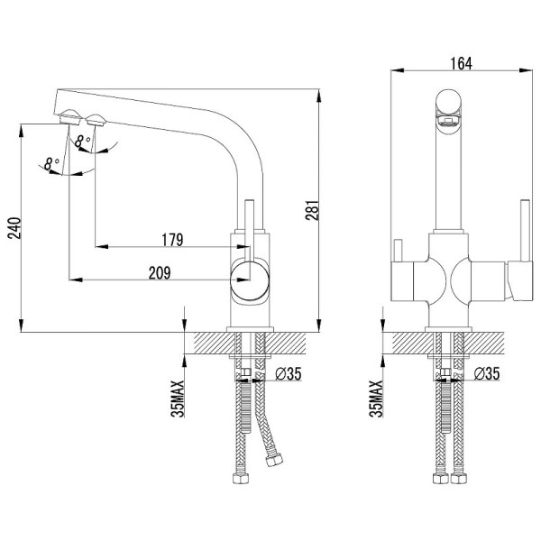 LM3061C "COMFORT" Смеситель для кухни, с дополнительным подключением к фильтру для питьвой воды, хро. Фото 2