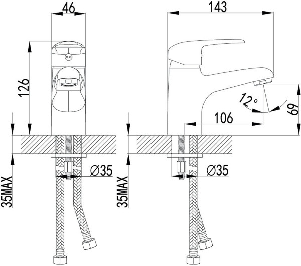 LM3306C "PRAMEN" Смеситель для умывальника, монолитный, хром. Фото 2