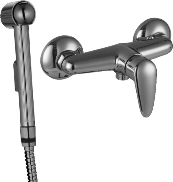 LM3318C "PRAMEN" Смеситель настенный с гигиеническим душем, хром. Фото 1