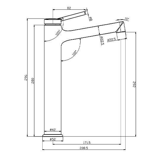 LM3809C "Minima" Смеситель для умывальника высокий, монолитный, хром. Фото 2