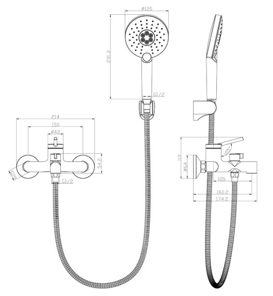 LM3814C "Minima" Смеситель для ванны с коротким изливом, хром. Фото 2