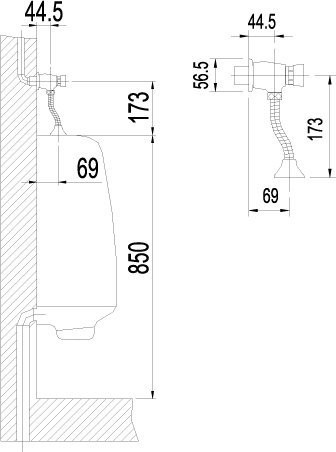LM4612C "PROJECT" Смывное устройство для писсуара, хром. Фото 2