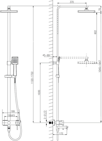 LM7004C "TROPIC" Смеситель для ванны с верхней душевой лейкой "Тропический дождь", 1-функциональной. Фото 3