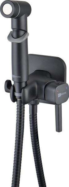 LM7165BL "SOLO" Смеситель с гигиеническим душем, встраиваемый, черный. Фото 1