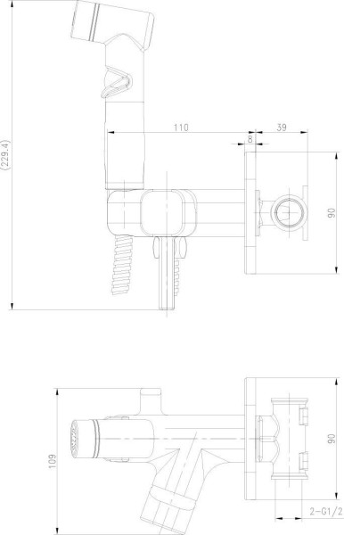 LM7165BL "SOLO" Смеситель с гигиеническим душем, встраиваемый, черный. Фото 2