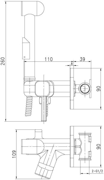 LM7165C "SOLO" Смеситель с гигиеническим душем, встраиваемый, хром. Фото 2