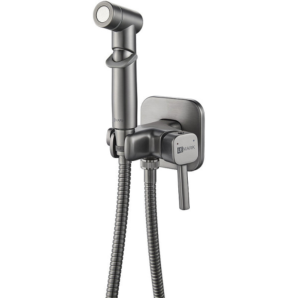 LM7165GM "SOLO" Смеситель с гигиеническим душем, встраиваемый, графит. Фото 1