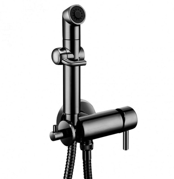 LM7166BL "SOLO" Смеситель с гигиеническим душем, встраиваемый, черный. Фото 1