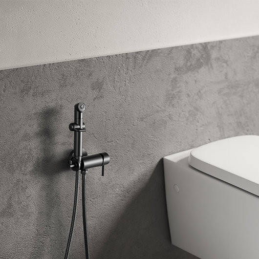 LM7166BL "SOLO" Смеситель с гигиеническим душем, встраиваемый, черный. Фото 3