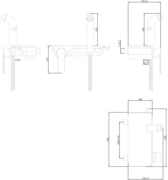 LM7168CW "SOLO" Смеситель настенный, с гигиеническим душем, белый. Фото 2