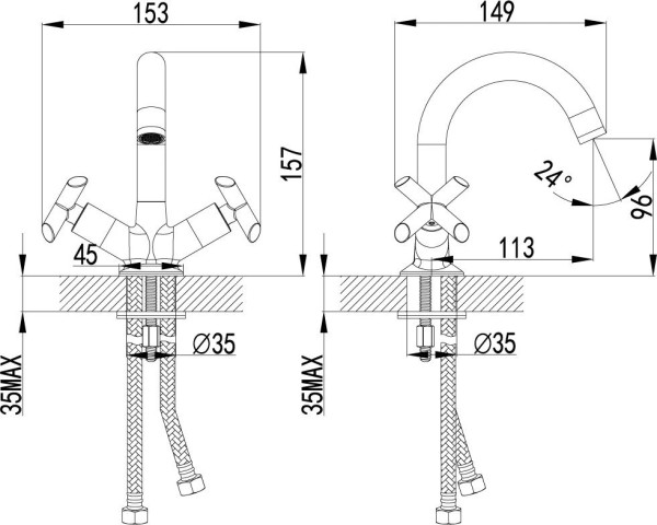LM7507C "PRACTICA" Смеситель для умывальника с поворотным изливом, хром. Фото 2