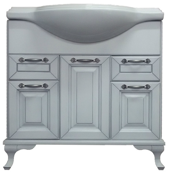 Loranto Пандора Тумба 800 Белое Серебро, массив Бук с раковиной Классик 800. Фото 1