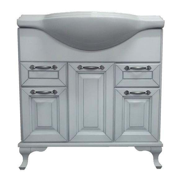 Loranto Пандора Тумба 800, Белое Серебро, массив Дуб, с эффектом состаренности, с раковиной Классик 800. Фото 1