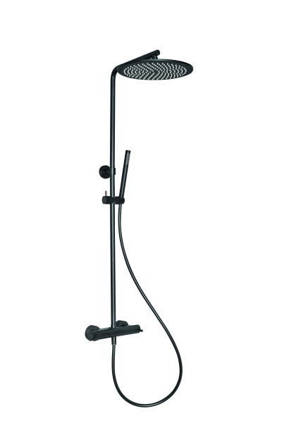 M&Z AQU26747 MZ-Expo Душевая система для душа с термостатом ЧЕРНЫЙ МАТОВЫЙ. Фото 1