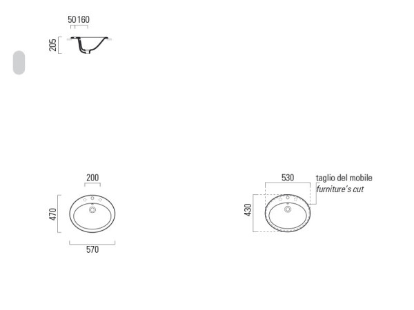 MALISEON111 CITY Раковина встраиваемая 57х47, с переливом, цвет белый. Фото 4