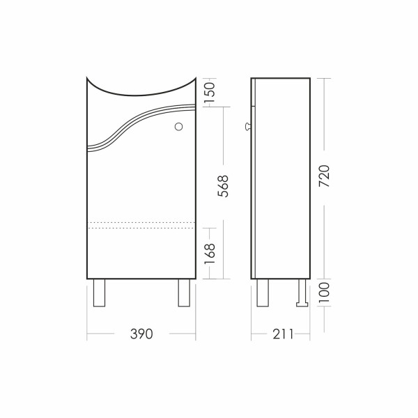 МАНГО 02 Тумба напольная 390х720х211 (подходит умывальник мебельный Манго 40). Фото 5