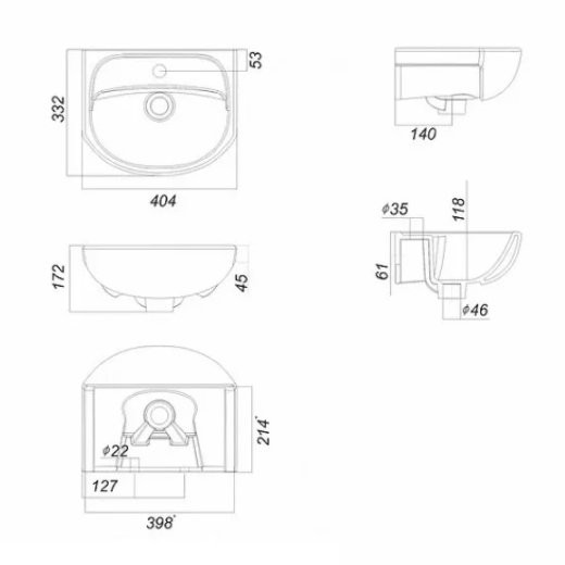 MANGO 40 см Умывальник (WB.FN/Mango/40-C/WHT.G/S1). Фото 2