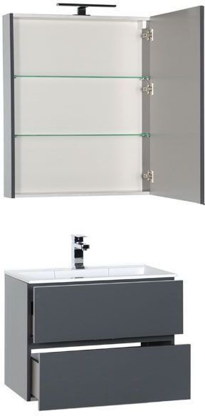 Мебель для ванной Aquanet Алвита 70 серый антрацит. Фото 1