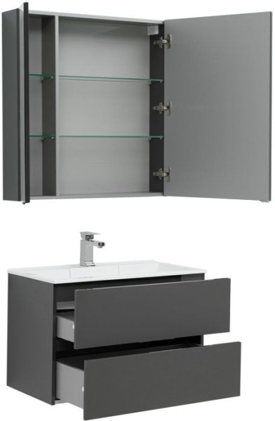 Мебель для ванной Aquanet Алвита 80 серый антрацит. Фото 1