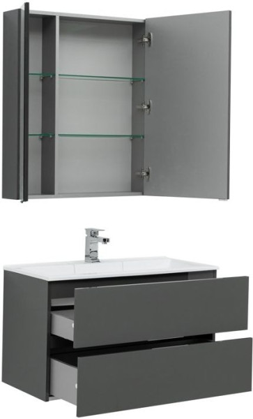 Мебель для ванной Aquanet Алвита 90 серый антрацит. Фото 1