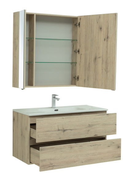 Мебель для ванной Aquanet Алвита New 100 2 ящика, дуб веллингтон белый. Фото 1