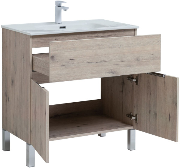 Мебель для ванной Aquanet Алвита New 80 1 ящик, 2 дверцы, дуб веллингтон белый. Фото 1