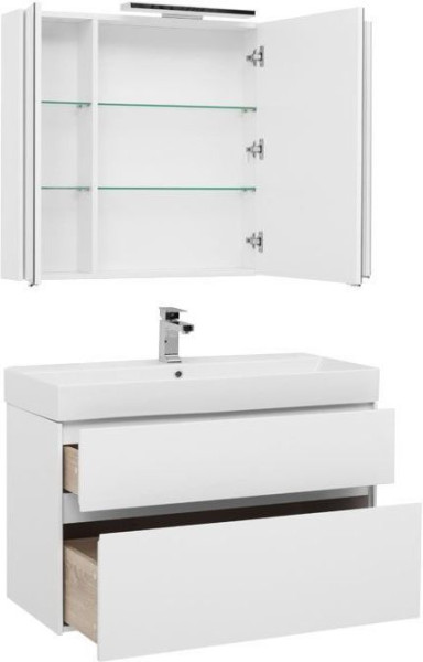 Мебель для ванной Aquanet Бруклин 100 белый. Фото 1