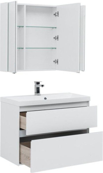 Мебель для ванной Aquanet Гласс 90 белый. Фото 1