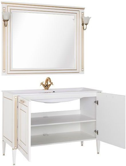 Мебель для ванной Aquanet Паола 120 белый/золото (литьевой мрамор). Фото 1