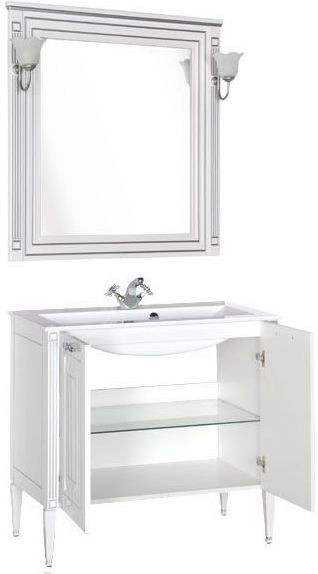 Мебель для ванной Aquanet Паола 90 белый/серебро (литьевой мрамор). Фото 1