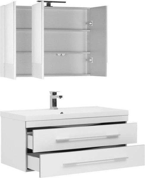 Мебель для ванной Aquanet Верона NEW 100 белый (подвесной 2 ящика). Фото 1