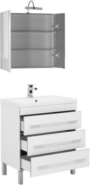 Мебель для ванной Aquanet Верона NEW 75 белый (напольный 3 ящика). Фото 1