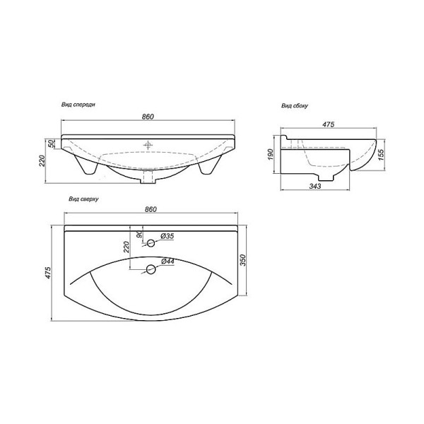 Мебельная раковина Dreja Лагуна 85см 175448. Фото 2