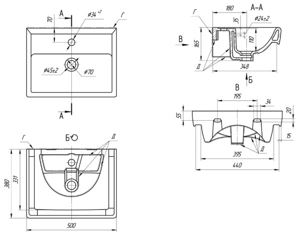 Мебельная раковина Dreja Мини 50-СК 641594. Фото 2