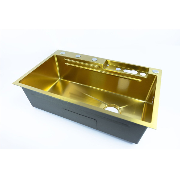 Многофункциональная кухонная мойка Fmark FSC002C, матовое золото. Фото 2