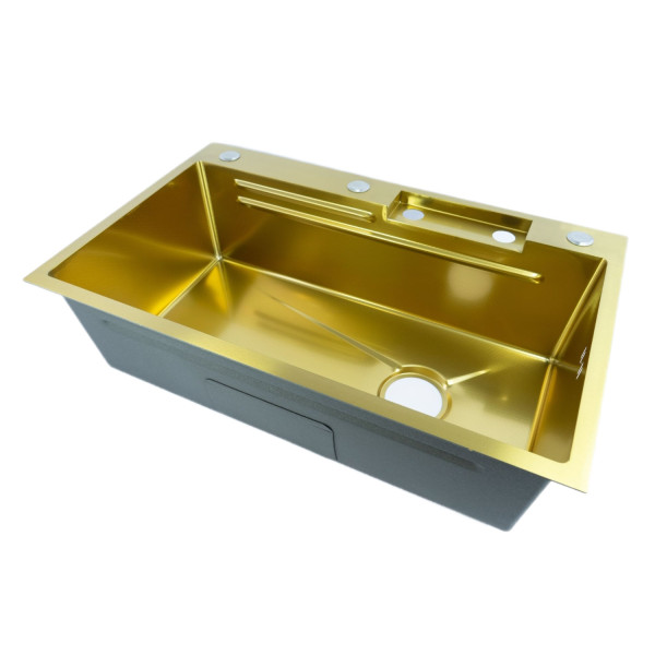 Многофункциональная кухонная мойка Fmark FSC003C, матовое золото. Фото 2