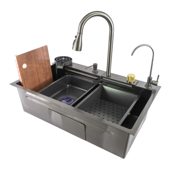 Многофункциональная кухонная мойка Fmark FSC003Q, графит. Фото 1