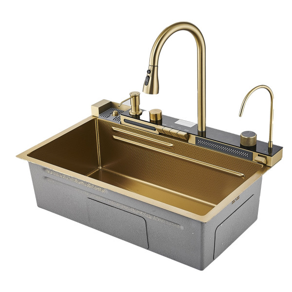 Многофункциональная кухонная мойка Savol S-SC001C, матовое золото. Фото 1