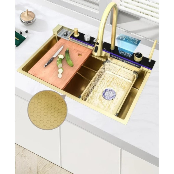 Многофункциональная кухонная мойка Savol S-SC001C, матовое золото. Фото 5