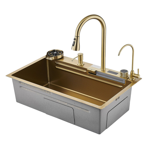 Многофункциональная кухонная мойка Savol S-SC002C, матовое золото. Фото 1