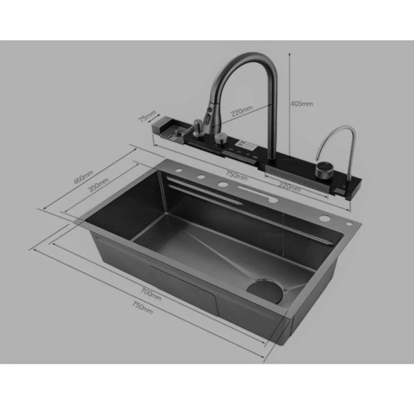 Многофункциональная кухонная мойка Savol S-SC002Q, графит. Фото 2